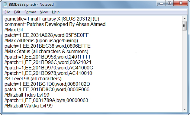 Final Fantasy X Pnach Codes